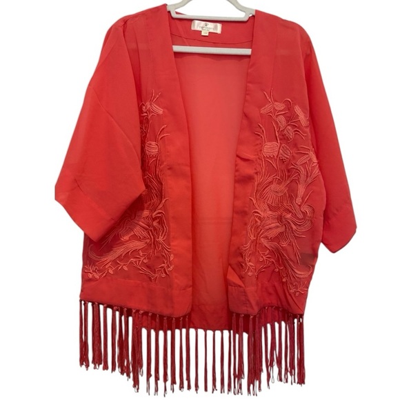 2/$20 Pia Rossini Avalon Kimono Coral S/M (4-6) NWT - Picture 1 of 6
